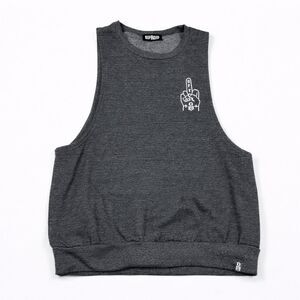 Rebel 8 GFY Womens Fleece Muscle Tank Gray Sleeveless Shirt Casual Top SMALL